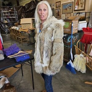 Coyote Fur Coat Size M